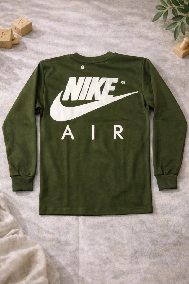 Camiseta Infantil Manga Longa Verde Militar Air