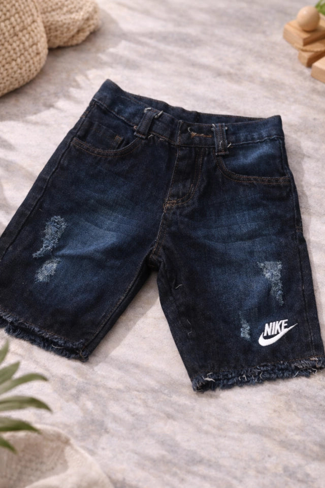 Bermuda Jeans Infantil Dark Denim Destroyed