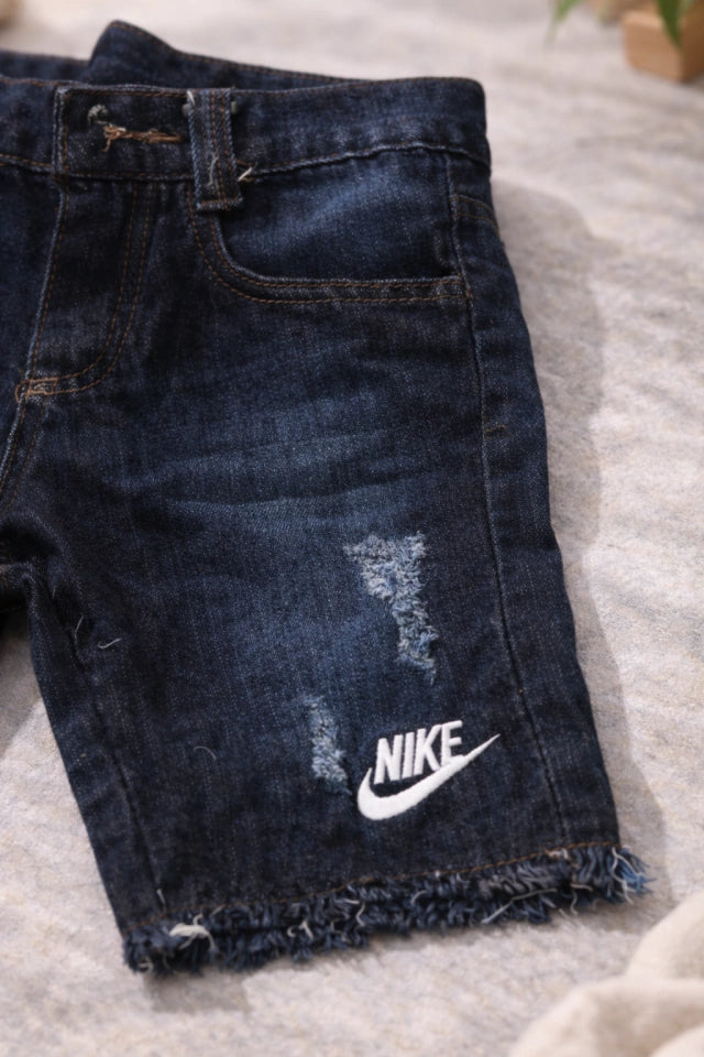 Bermuda Jeans Infantil Dark Denim Destroyed