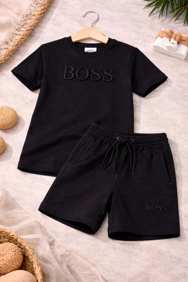 Conjunto Infantil Preto Premium – Camiseta + Bermuda