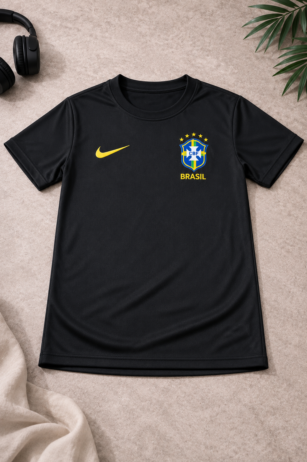 Camiseta Infantil Brasil Preta Estilo Seleção