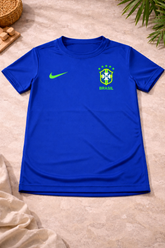 Camiseta Infantil Brasil Azul Estilo Seleção