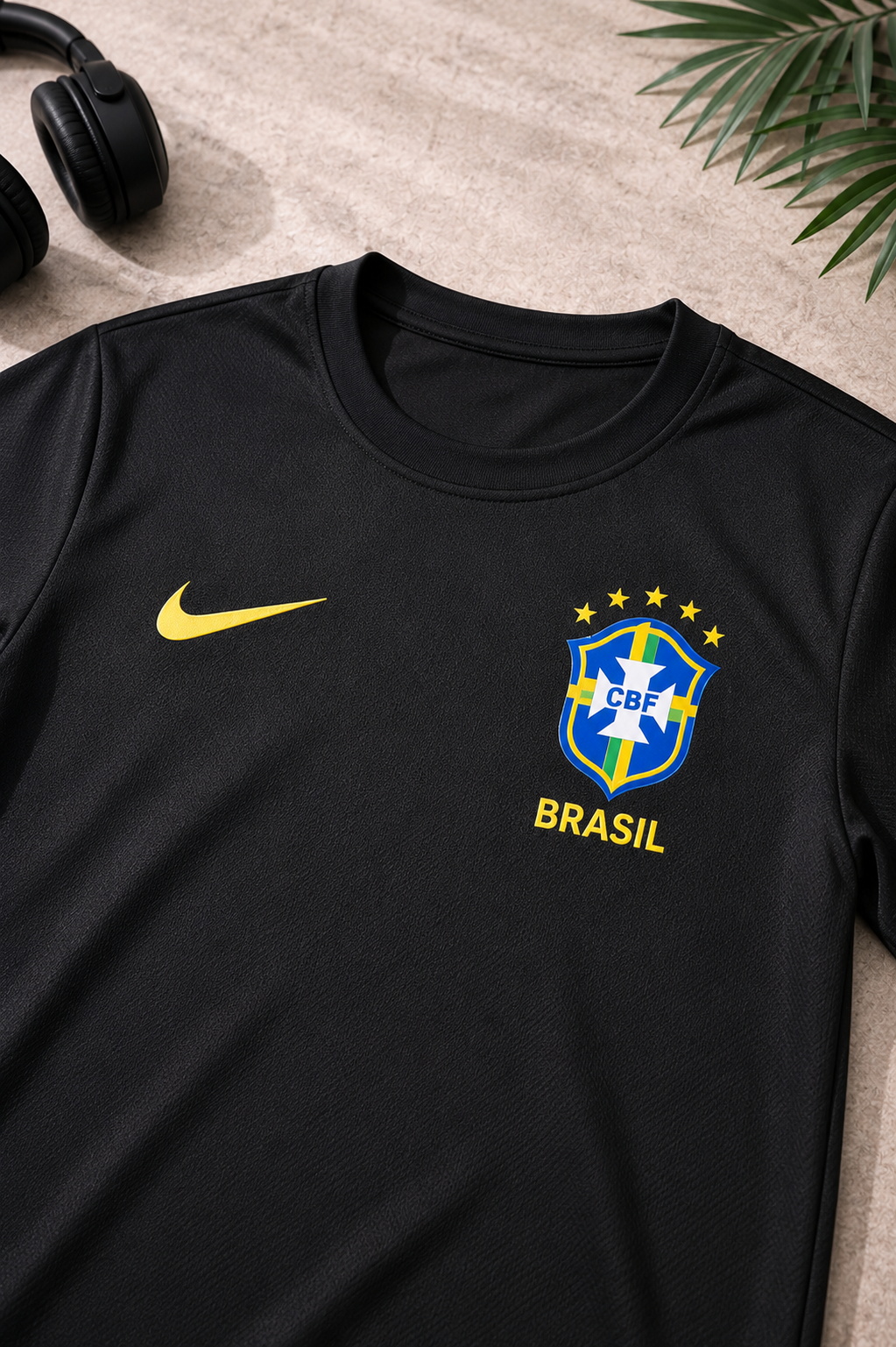 Camiseta Infantil Brasil Preta Estilo Seleção