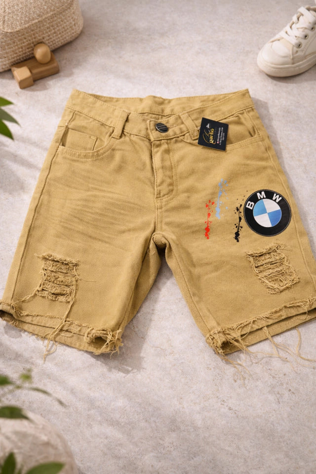 Bermuda Jeans Infantil Destroyed Caramelo