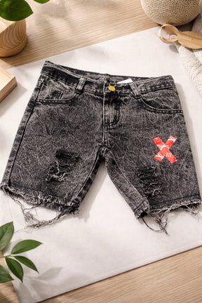 Bermuda Jeans Infantil Destroyed Black