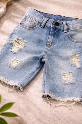 Bermuda Jeans Infantil Destroyed Light