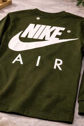 Camiseta Infantil Manga Longa Verde Militar Air